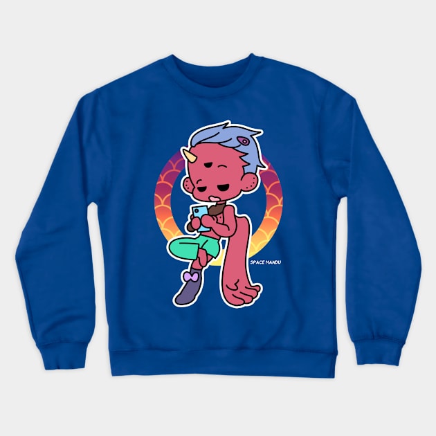 Demon addicted to sns Crewneck Sweatshirt by spacemandu